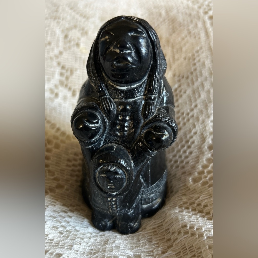 Vintage Inuit Mother Holding Child Figurine Made in Canada by Aardvark